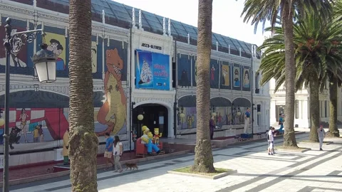 Coruna-Spain.Alfonso kiosk where the comic show "Vietas desde o Atlntico" Stock Footage 158836971