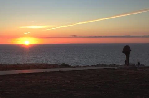 A Coruña - Sunset on the ocean Stock Photos