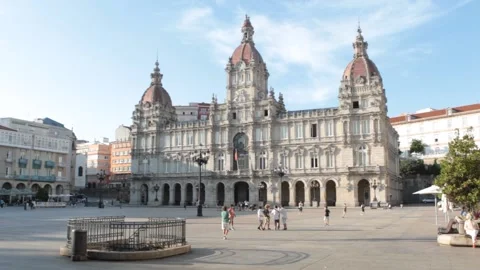 A Coruna Town Hall located on Maria Pita Square Stock Footage 147336467