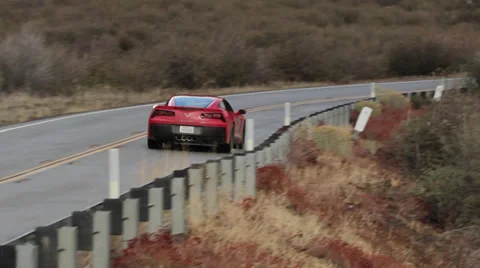 Corvette C7 Stingray Drive-By Tracking Telephoto Stock-Footage 34757173