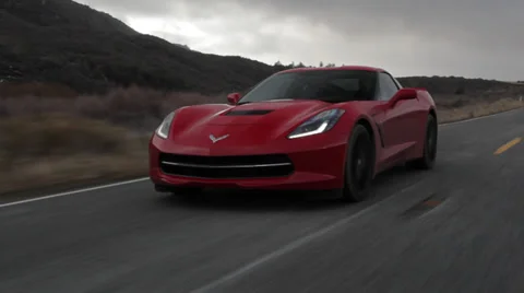 Corvette C7 Stingray front view driving ... | Stock Video | Pond5