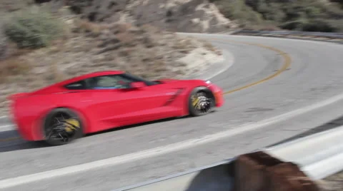 Corvette C7 Stingray Left Turn Corner Stock Footage 34756768