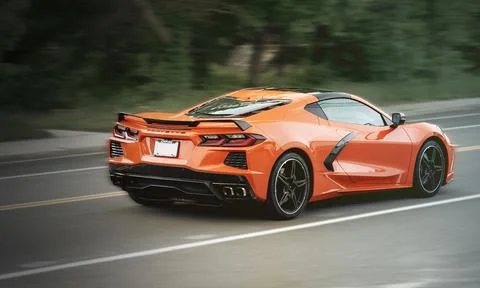 Corvette C8 Bright Orange Stock Photos