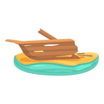 Corvette shipwreck icon cartoon vector. Old ship Stock Illustration