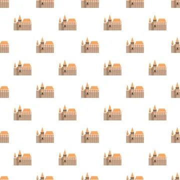 Corvin castle building seamless pattern with historic architecture Illustrazione stock