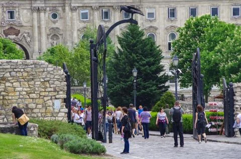 Corvin Gate on St. George Square of Royal Palace of Budapest,with big black r Stock Photos