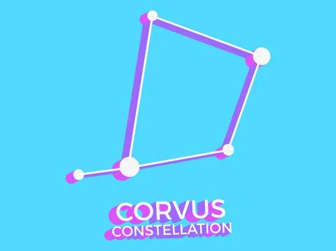 Corvus constellation 3d symbol. Constellation icon in isometric style on blue Stock Illustration