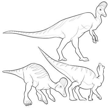 Corythosaurus lineart Illustrazione stock