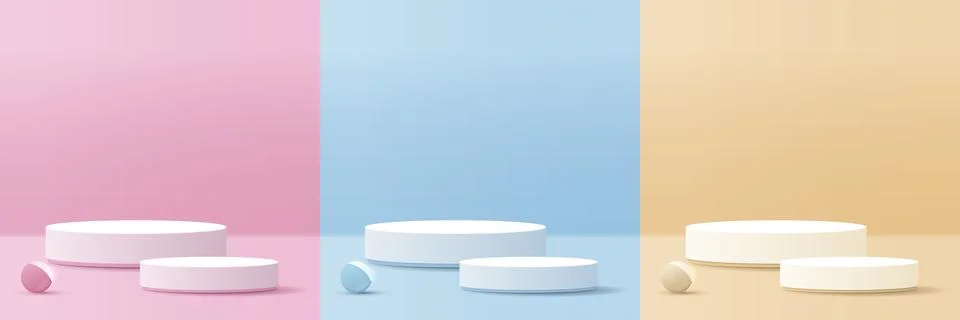 Cosmetic background and set premium podium display for product presentation.. Illustrazione stock
