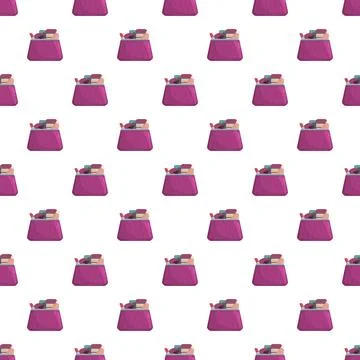Cosmetic bag seamless pattern displaying beauty accessories Stock Illustration