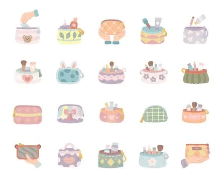 Cosmetic bag set featuring pouch Illustration