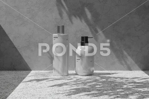 Cosmetic Bottle Mockup Scene PSD Template