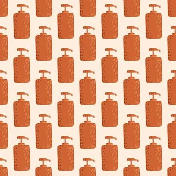 Cosmetic bottle seamless pattern. cosmetics toiletries background. Stock Illustration