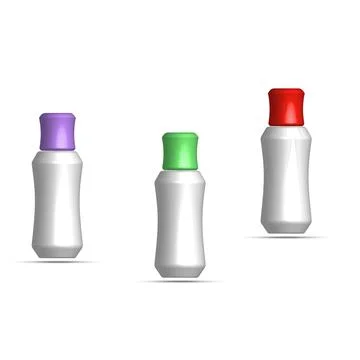 Cosmetic Bottles Set with Multi Colored Screw Caps Ilustración de archivo