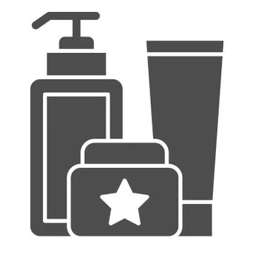 Cosmetic bottles solid icon. Cream kit vector illustration isolated on white イラスト素材