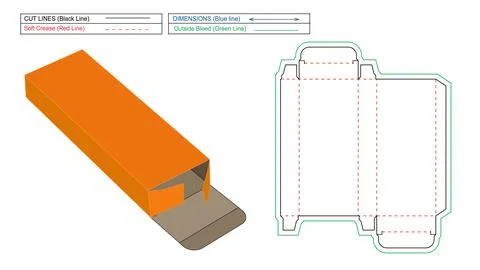 Cosmetic box, Reverse Tuck End box Dieline template and 3D render box Stock Illustration