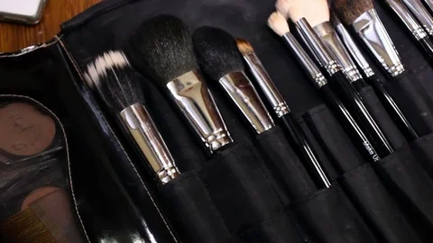 Cosmetic brushes. Panorama Stock Footage 71319327