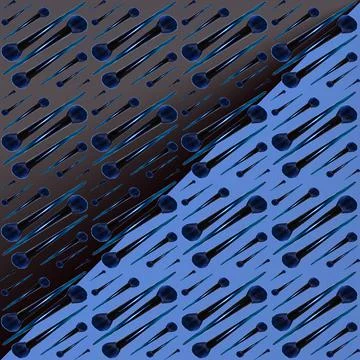 Cosmetic brushes in seamless pattern black and blue gradient background close Stock Illustration