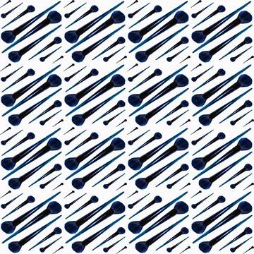 Cosmetic brushes in a seamless pattern on a white background, close-up, cosme 스톡 일러스트