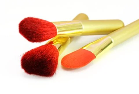 Cosmetic brushes on white background Stock Photos