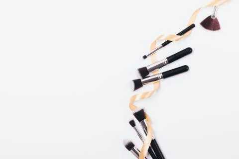 Cosmetic brushes on white background Stock Photos