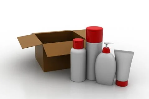 Cosmetic containers  with box Free Stock Illustration