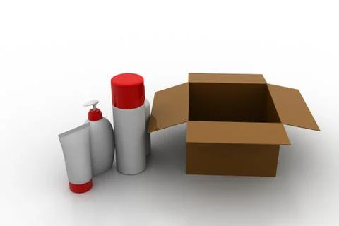 Cosmetic containers  with box Free Stock Illustration