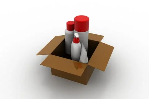 Cosmetic containers  with box Free Stock Illustration