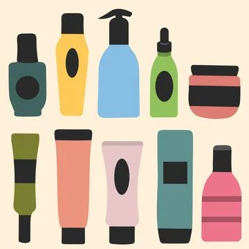 Cosmetic containers of different shapes Stock Illustration
