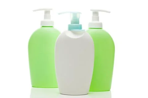 Cosmetic containers isolated on white Foto stock