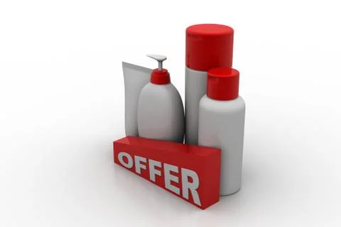 Cosmetic containers  with offer Free Stock Illustration