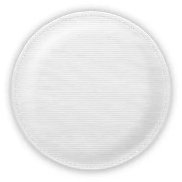 Cosmetic cotton pad disk, vector realistic white round pad with embossed line Stock Illustration