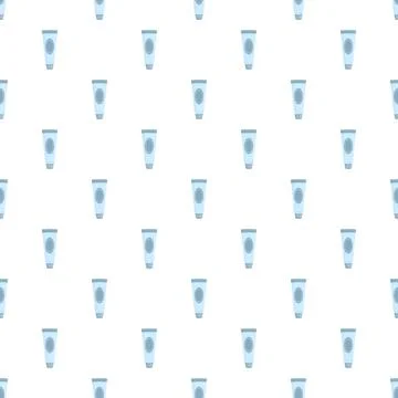 Cosmetic cream tube repeating pattern on white background Stock Illustration