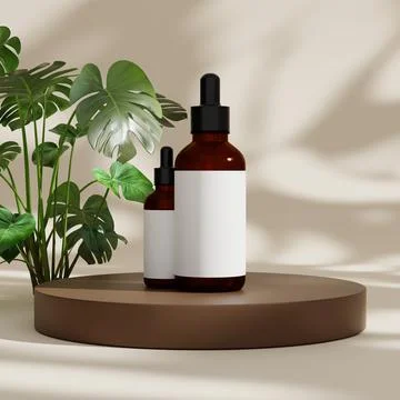 Cosmetic dropper bottle mockup rendering Stock Photos