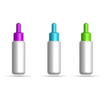 Cosmetic Dropper Bottles Set with Multi Colored Caps Ilustración de archivo