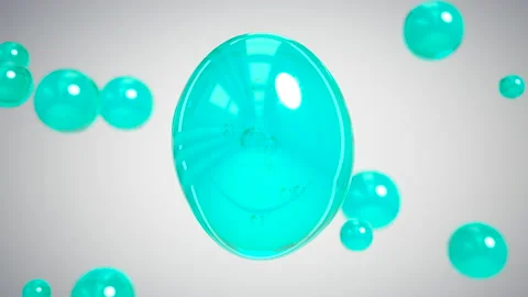 Cosmetic Essence, Liquid bubble, Molecule inside Liquid Bubble on water backgrou Stock Footage 220547347