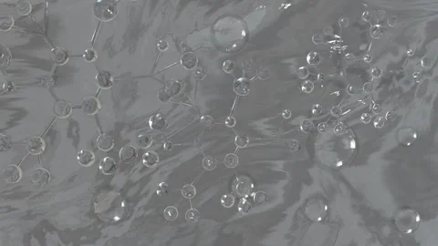 Cosmetic essence, liquid bubbles, molecules of liquid bubbles on the background. Stock Footage 246458837