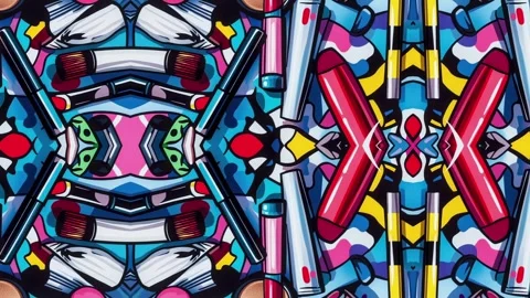 Cosmetic essentials in bold pop art scene – Diagonal motion Stock Footage 308165635