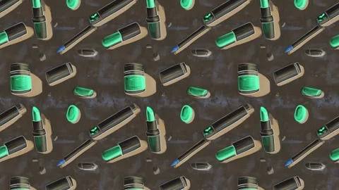 Cosmetic essentials in bold pop art scene – Vertical motion Video stock 308171946