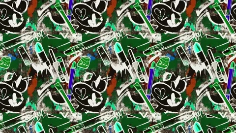 Cosmetic essentials in bold pop art scene – Vertical motion Stock Footage 308175099