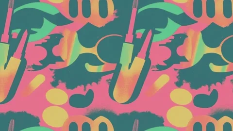 Cosmetic essentials in bold pop art scene – Diagonal motion Stock Footage 308177537