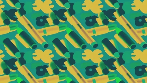 Cosmetic essentials in bold pop art scene – Vertical motion Stock Footage 308177700