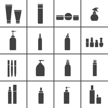 Cosmetic flasks icons Stock Illustration