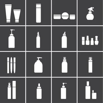 Cosmetic flasks icons Stock Illustration