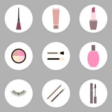 Cosmetic flat icon set Stock Illustration