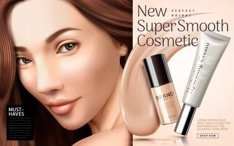 Cosmetic foundation ads 스톡 일러스트