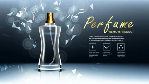 Cosmetic Glass Packaging Vector. Soft Spray. Perfume, Essence. Bottle. 3D Illustrazione stock