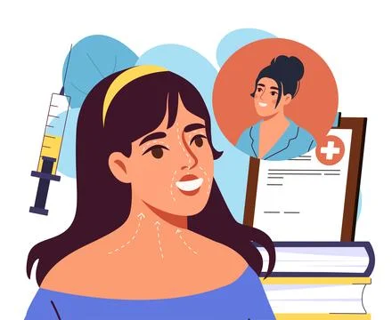 Cosmetic injection consultation concept. Vector illustration Stock Illustration