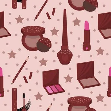 Cosmetic items, seamless pattern Stock Illustration