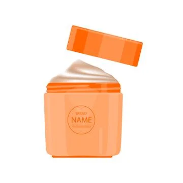 Cosmetic Jar or Bottle. Flat Icon Isolated on White Background. Stock Illustration